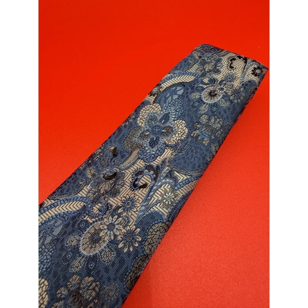 Stacy Adams 100% Microfiber Tie Gray Black Silver Paisley Men's Handmade